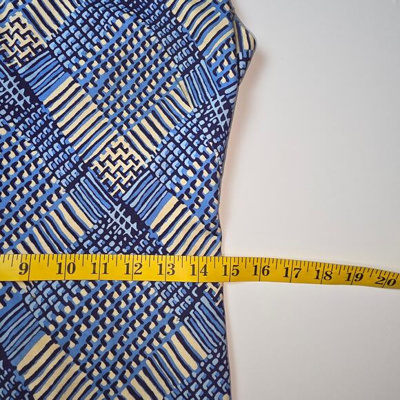 J.McLaughlin Sheath Dress Women XS Blue Geometric Sleeveless Stretch Knit Preppy - Picture 7 of 10